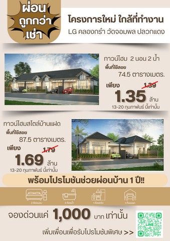 บ้านล้านต้น จองแค่ 1000 ทำเลดีเว่อ โรงงานล้อมรอบ พร้อมโปร Pre-Sal