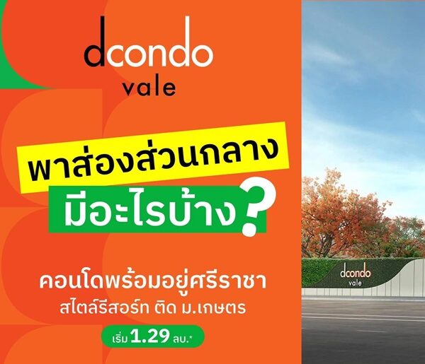 Dcondo Vale Sriracha แต่งครบ พร้อมเฟอร์ ใกล้มหาลัยเกษตร ศรีราชา มากที่สุด 240 เมตร โทร 093-1681685