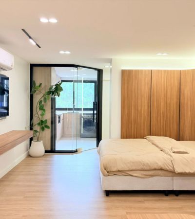 ศรีธนาคอนโด 2 ห้องใหม่เอี่ยมพร้อม กั้นห้องครัว เฟอร์นิเจอร์ครบ